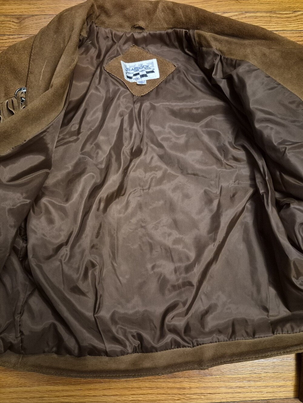 Vintage 80's Yearbook Suede Fringe Jacket Medium - Picture 9 of 10